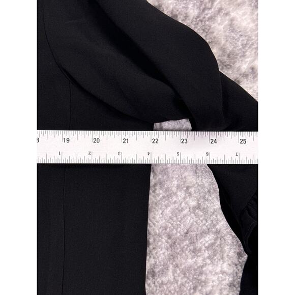 Lafayette 148 Dress Large Womens Black Crepe Ruffle Sleeve Detail Shift - Picture 4 of 8